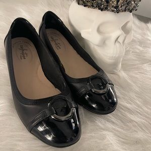 Black Clark flats. Size 7.